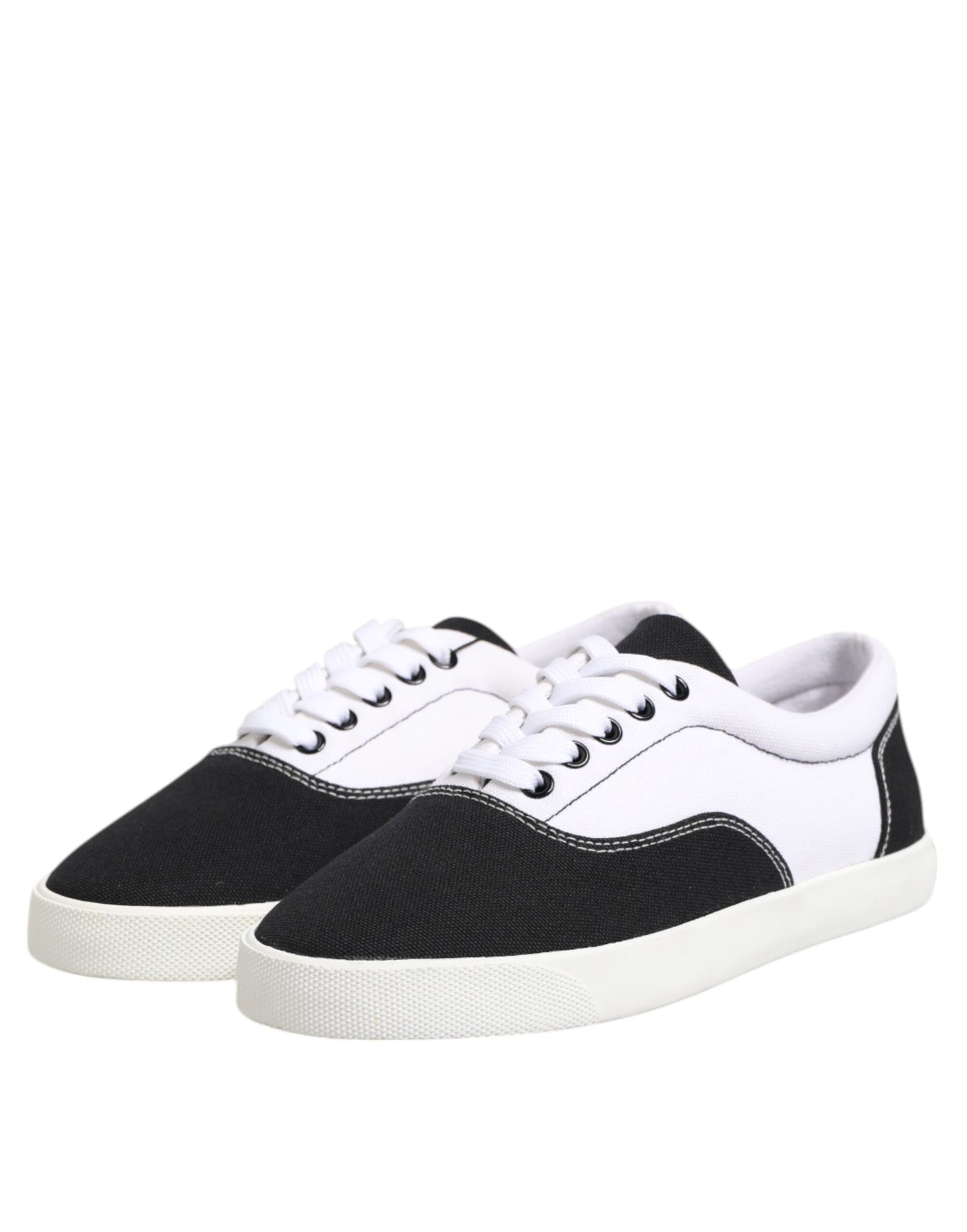 Dolce & Gabbana Schwarz Baumwolle Canvas Lace Up Männer Turnschuhe Schuhe