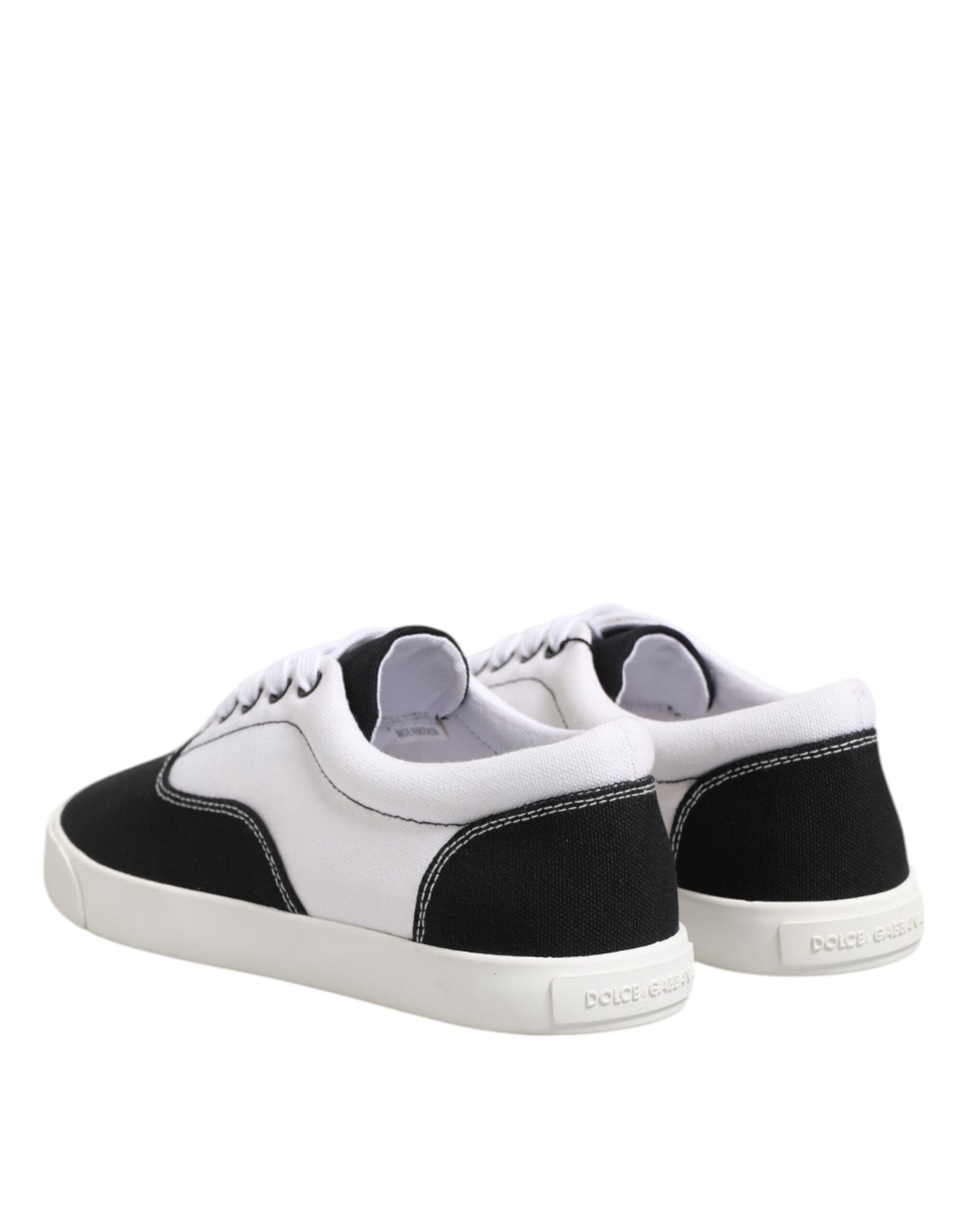 Dolce & Gabbana Schwarz Baumwolle Canvas Lace Up Männer Turnschuhe Schuhe