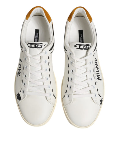 Dolce & Gabbana Weiß Leder MILANO Low Top Turnschuhe Schuhe