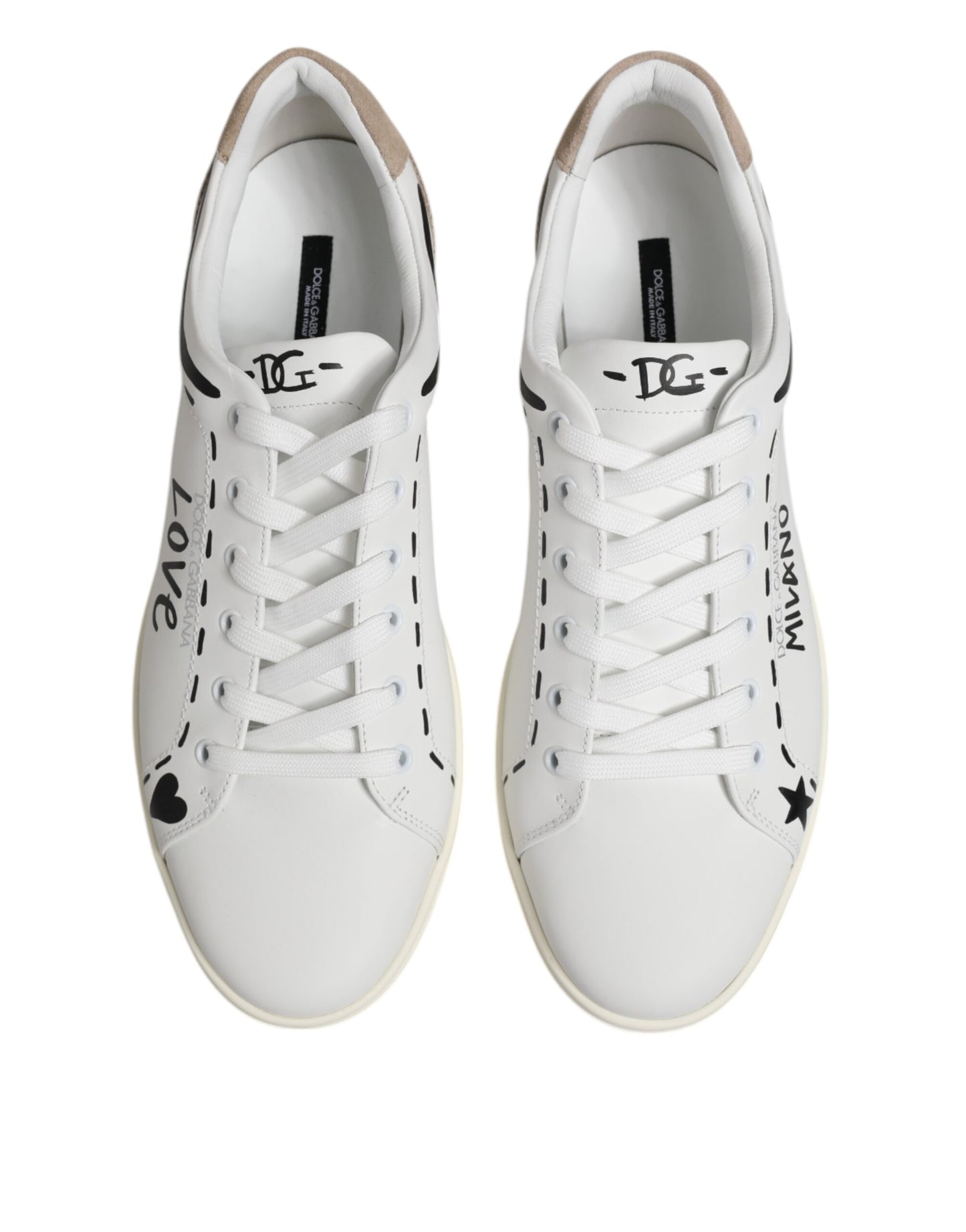 Dolce & Gabbana Weiß Leder MILANO Low Top Turnschuhe Schuhe