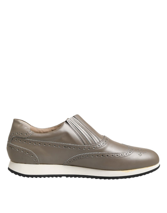 Dolce & Gabbana Braun Leder Männer Low Top Turnschuhe Schuhe