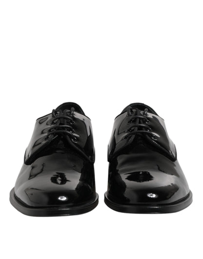 Dolce & Gabbana Schwarze Lackleder Derby-Schuhe für formelle Anlässe