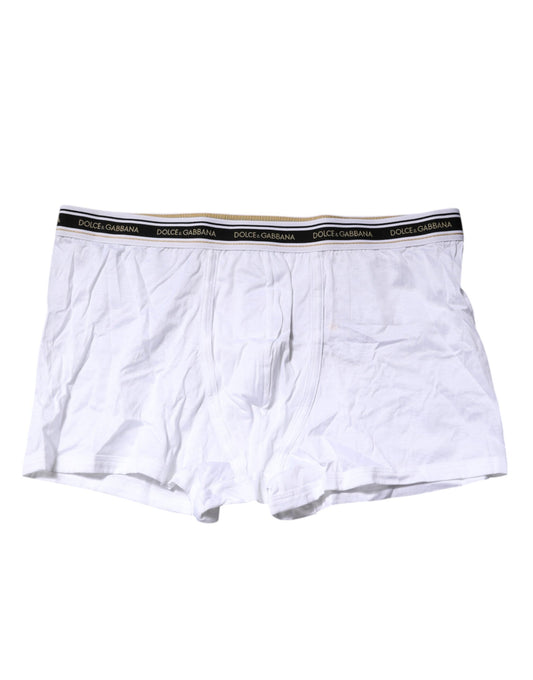 Dolce & Gabbana Weiße Cotton Stretch Regular Boxer Unterwäsche