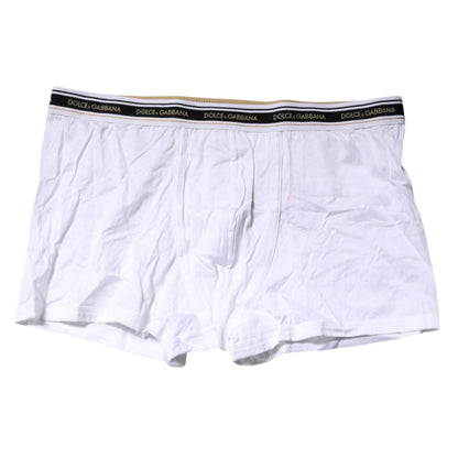 Dolce & Gabbana Weiße Cotton Stretch Regular Boxer Unterwäsche