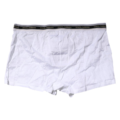Dolce & Gabbana Weiße Cotton Stretch Regular Boxer Unterwäsche
