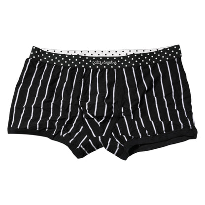 Dolce & Gabbana Schwarz-weiß gestreifte reguläre Boxer-Unterwäsche