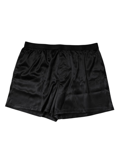 Dolce & Gabbana Schwarze Seide Regular Herren Boxershorts Unterwäsche
