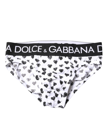 Dolce & Gabbana White Heart Printed Regular Slip Unterwäsche