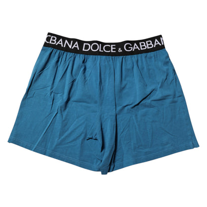 Dolce & Gabbana Blaue Logo Taille Regular Boxershorts Unterwäsche
