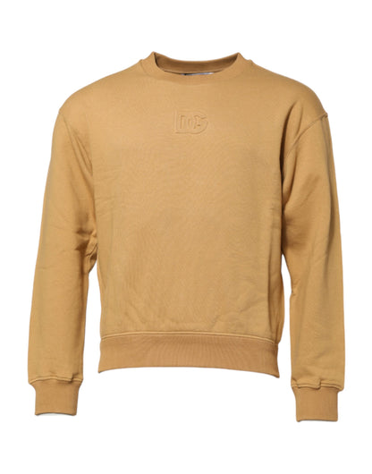 Dolce & Gabbana Senfgelber Pullover aus Baumwolle mit DG-Prägung
