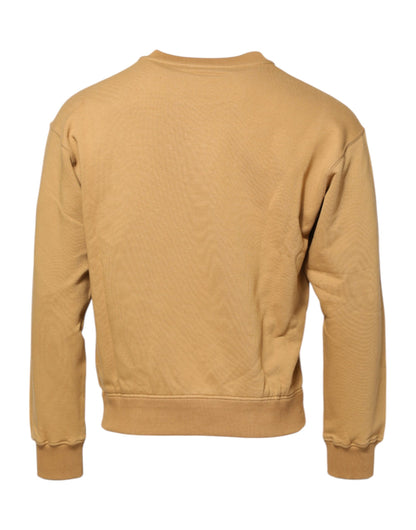 Dolce & Gabbana Senfgelber Pullover aus Baumwolle mit DG-Prägung
