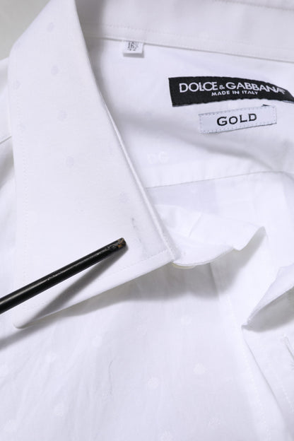 Dolce & Gabbana Weißes Kleid aus Baumwolle GOLD Formelles Hemd