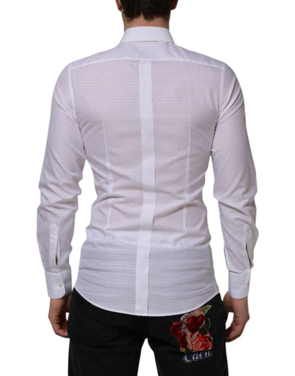 Dolce & Gabbana Weißes langärmeliges Hemd aus Baumwolle GOLD Formal