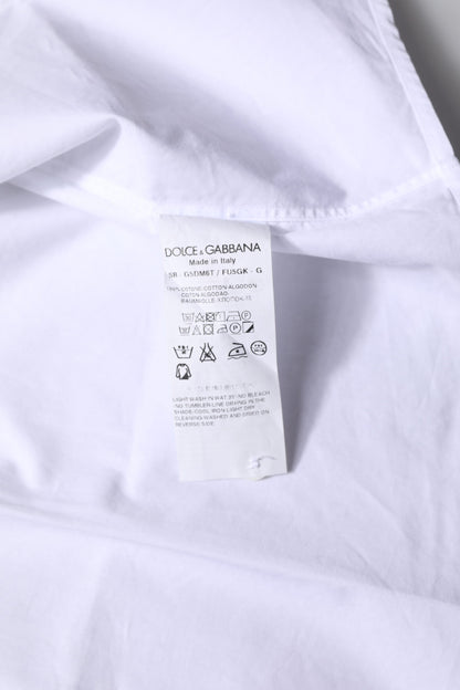 Dolce & Gabbana Weißes langärmeliges Hemd aus Baumwolle GOLD Formal
