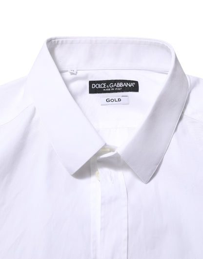 Dolce & Gabbana Weißes Baumwollhemd mit langen Ärmeln GOLD Formelles Hemd