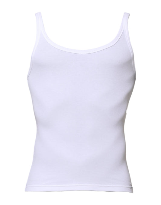Dolce & Gabbana Weißes ärmelloses Rundhals-Tank-T-Shirt für Männer