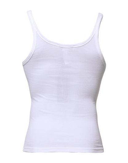 Dolce & Gabbana Weißes ärmelloses Rundhals-Tank-T-Shirt für Männer