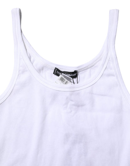 Dolce & Gabbana Weißes ärmelloses Rundhals-Tank-T-Shirt für Männer