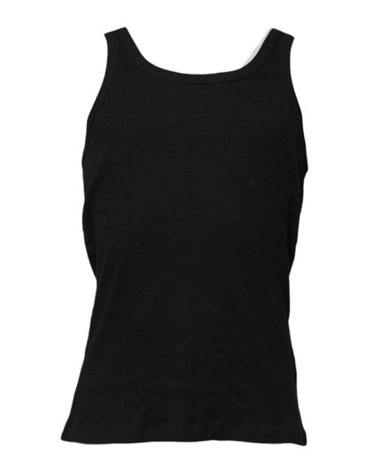 Dolce & Gabbana Schwarzes ärmelloses Unterwäsche-T-Shirt aus Baumwolle