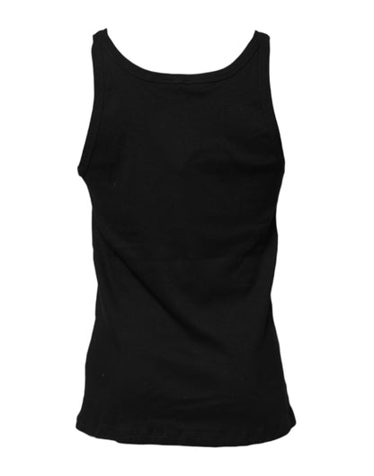 Dolce & Gabbana Schwarzes ärmelloses Unterwäsche-T-Shirt aus Baumwolle