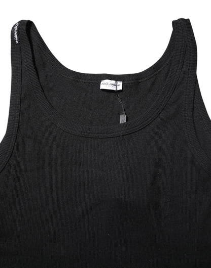 Dolce & Gabbana Schwarzes ärmelloses Unterwäsche-T-Shirt aus Baumwolle