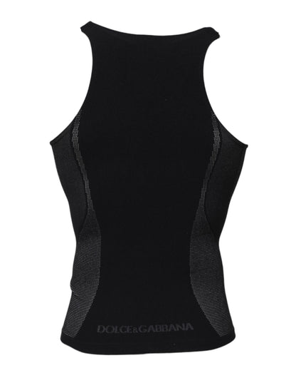 Dolce & Gabbana Schwarzes ärmelloses Nylon Unterwäsche Tank-T-Shirt