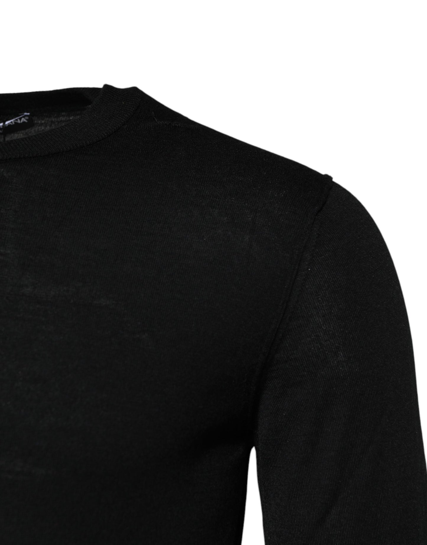 Dolce & Gabbana Schwarzes Kaschmir-T-Shirt mit Rundhalsausschnitt und langen Ärmeln