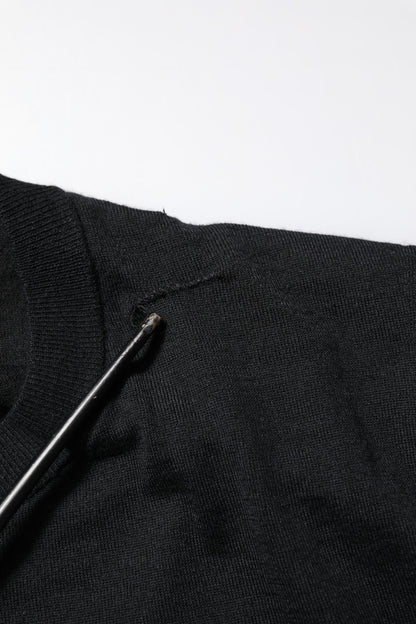 Dolce & Gabbana Schwarzes Kaschmir-T-Shirt mit Rundhalsausschnitt und langen Ärmeln