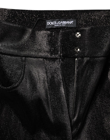 Dolce & Gabbana Schwarze Baumwoll-Stretch-Hose mit silbernem Lurexfaden