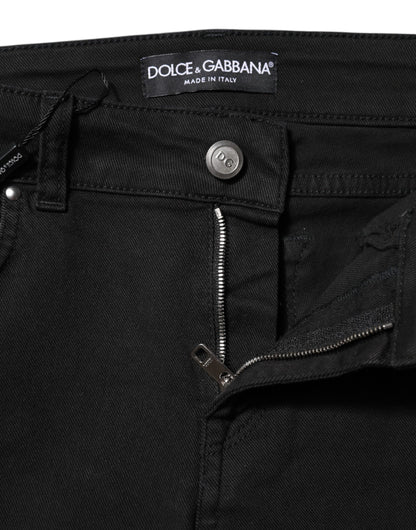 Dolce & Gabbana Schwarze Skinny Denim-Jeans aus Baumwolle mit mittlerer Taille