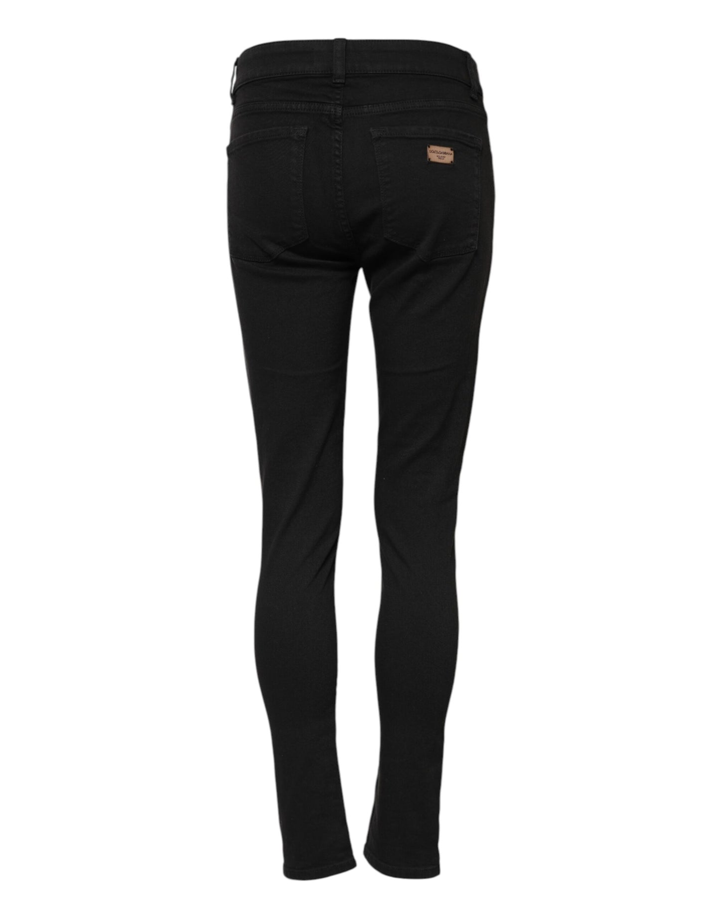 Dolce & Gabbana Schwarze Skinny Denim-Jeans aus Baumwolle mit mittlerer Taille