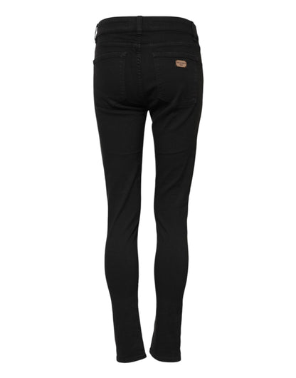 Dolce & Gabbana Schwarze Skinny Denim-Jeans aus Baumwolle mit mittlerer Taille