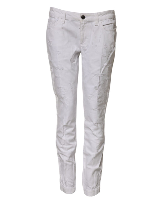 Dolce & Gabbana Weiße Denim-Jeans mit mittlerer Taille aus Baumwolle für Frauen