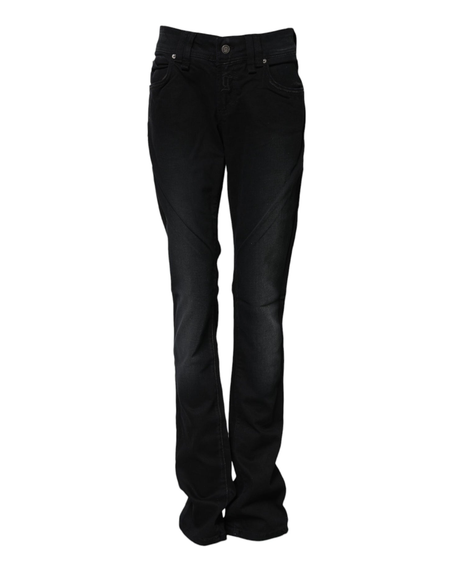 John Galliano Schwarze Baumwoll-Denim-Jeans mit mittlerer Taille und konischem Schnitt