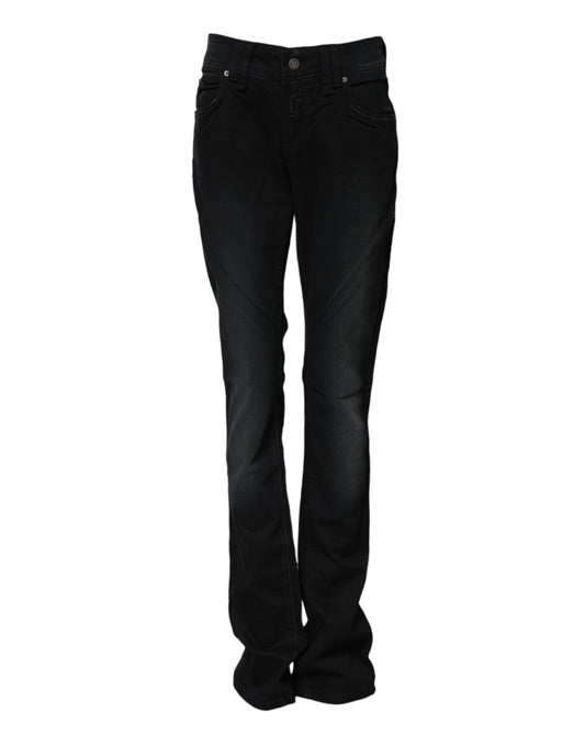 John Galliano Schwarze Baumwoll-Denim-Jeans mit mittlerer Taille und konischem Schnitt