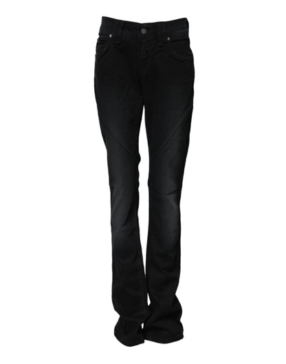 John Galliano Schwarze Baumwoll-Denim-Jeans mit mittlerer Taille und konischem Schnitt