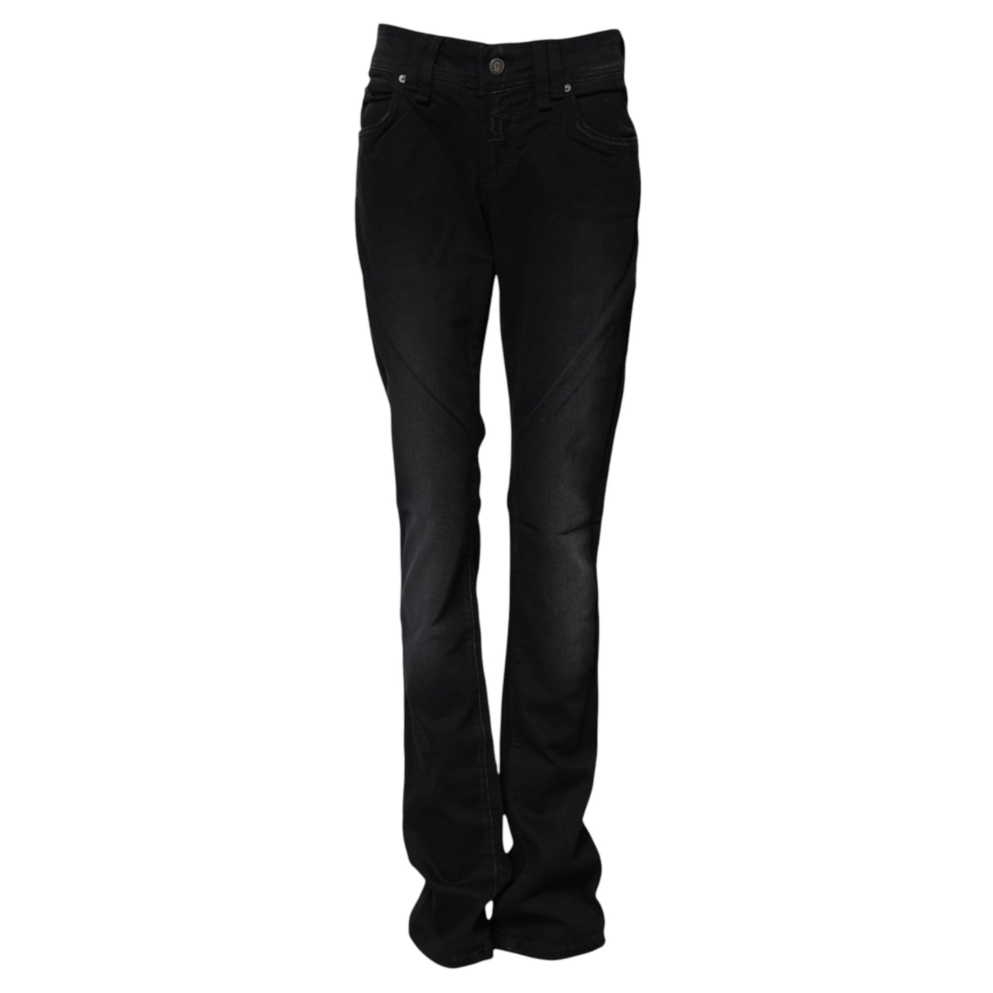 John Galliano Schwarze Baumwoll-Denim-Jeans mit mittlerer Taille und konischem Schnitt