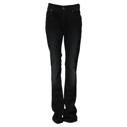 John Galliano Schwarze Baumwoll-Denim-Jeans mit mittlerer Taille und konischem Schnitt