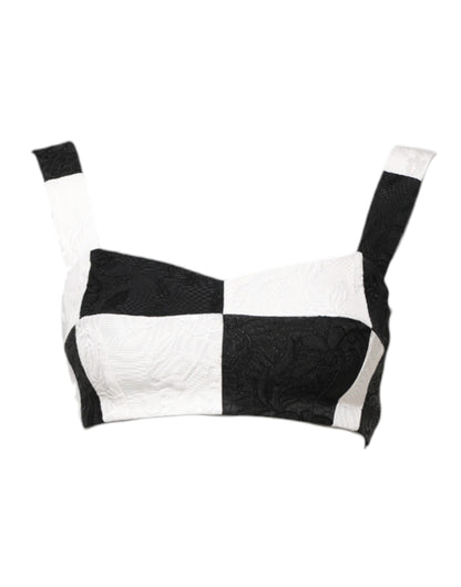 Dolce & Gabbana Schwarz Weiß Beschnittenes Bustier Korsett-BH Top