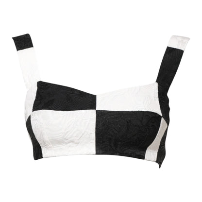 Dolce & Gabbana Schwarz Weiß Beschnittenes Bustier Korsett-BH Top