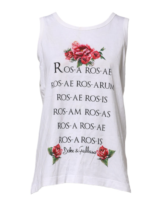 Dolce & Gabbana Weißes ärmelloses Top aus Baumwolle mit Rundhalsausschnitt