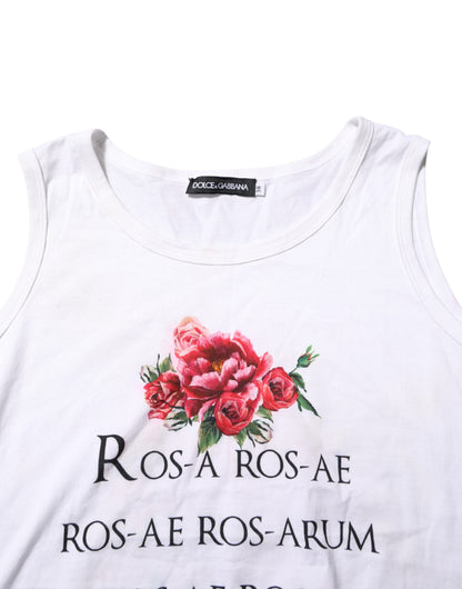 Dolce & Gabbana Weißes ärmelloses Top aus Baumwolle mit Rundhalsausschnitt