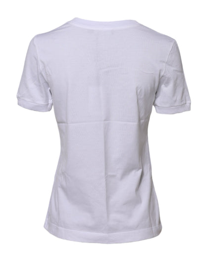 Dolce & Gabbana Weißes Baumwoll-T-Shirt mit Rundhalsausschnitt und kurzen Ärmeln