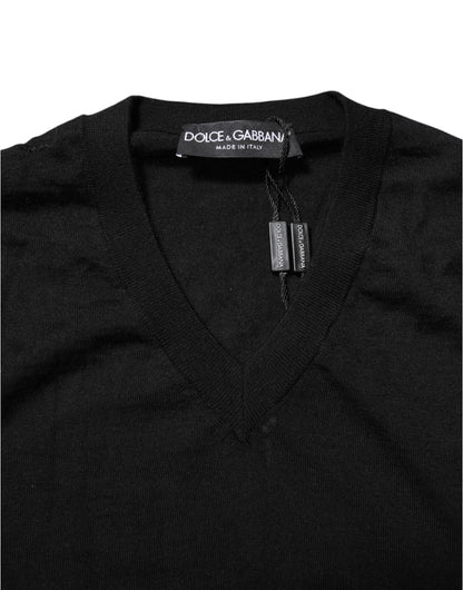 Dolce & Gabbana Schwarzer Kaschmir Pullover mit Rundhalsausschnitt für Männer