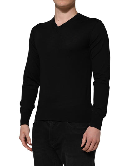 Dolce & Gabbana Schwarzer Kaschmir Pullover mit Rundhalsausschnitt für Männer