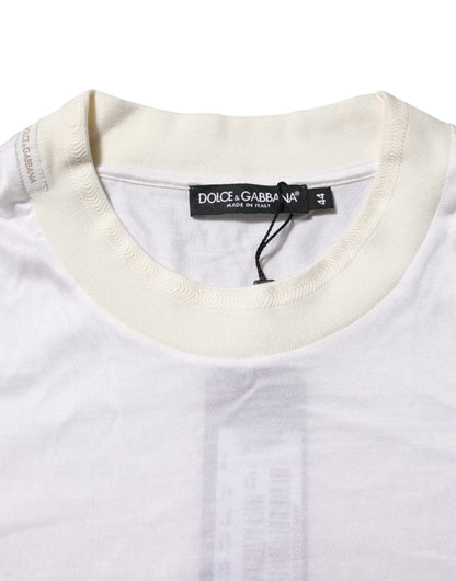 Dolce & Gabbana Weißes Seiden-T-Shirt mit Rundhalsausschnitt und langen Ärmeln