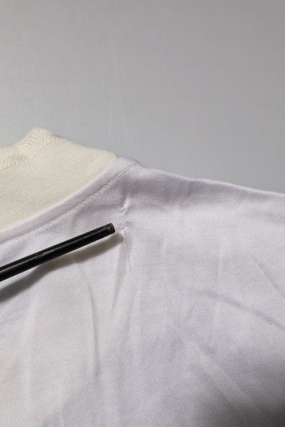 Dolce & Gabbana Weißes Seiden-T-Shirt mit Rundhalsausschnitt und langen Ärmeln