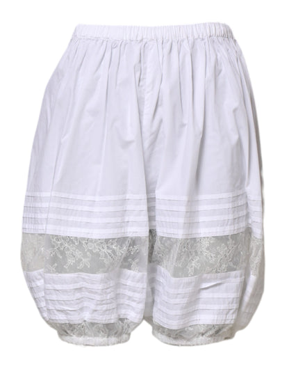 Dolce & Gabbana Weiße Shorts aus Baumwolle mit Spitzenbesatz und hoher Taille