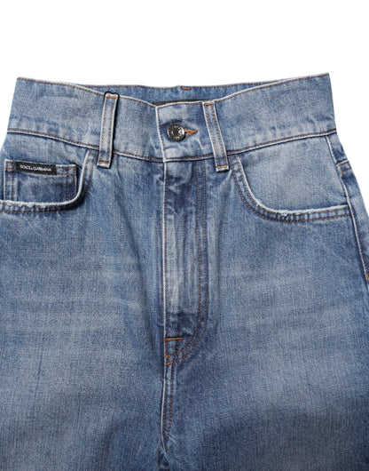 Dolce & Gabbana Blau gewaschene Skinny Denim Jeans mit hoher Taille