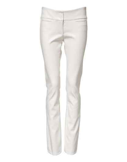 Dolce & Gabbana Weiße Polyurethan-Hose mit hoher Taille und konisch zulaufender Hose